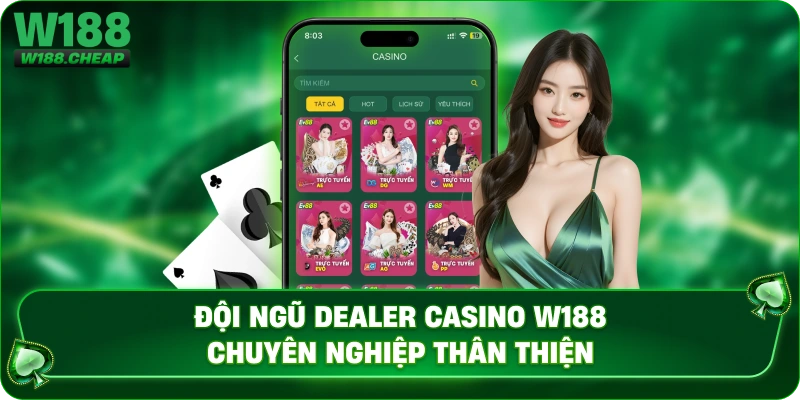 Đội ngũ dealer casino w188 chuyên nghiệp thân thiện